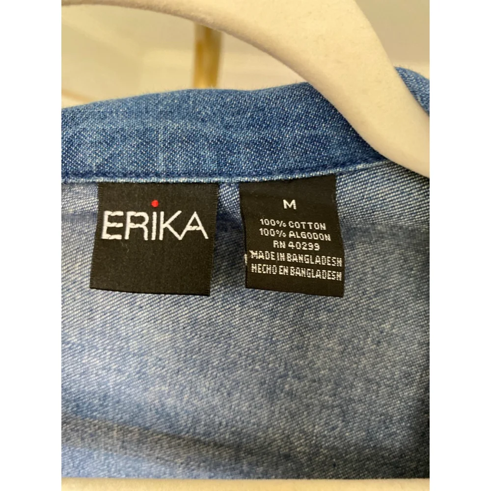 Vintage Erika Denim Button Up Shacket Classic Americana Retro Cowgirl Dark Wash - Picture 5 of 6